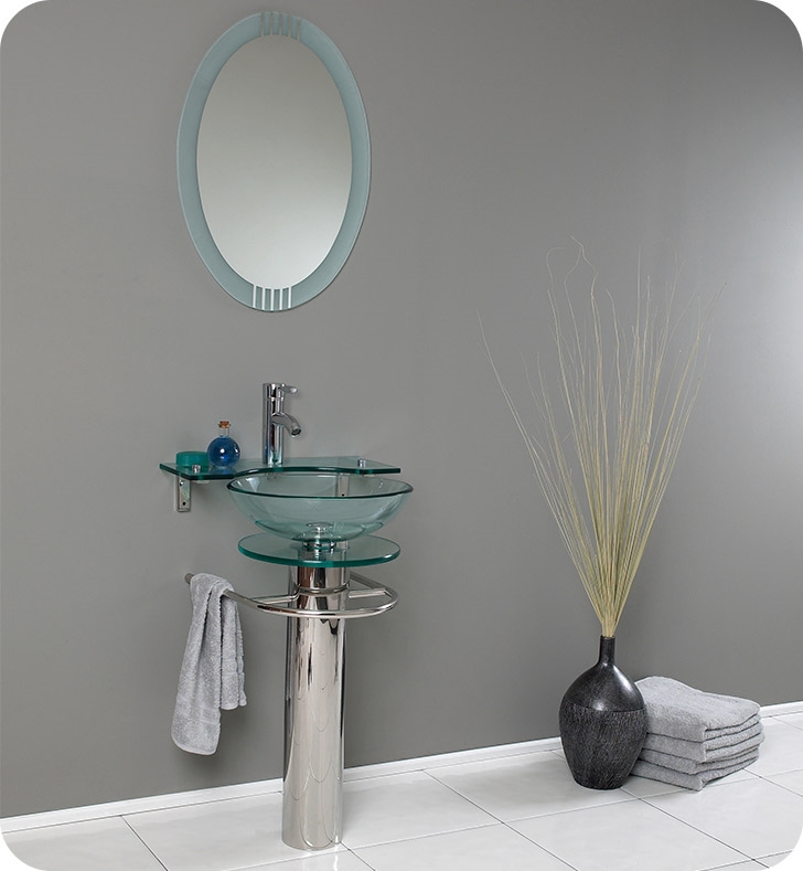 24 Modern Glass Bathroom Vanity, Glass Basin Vanity