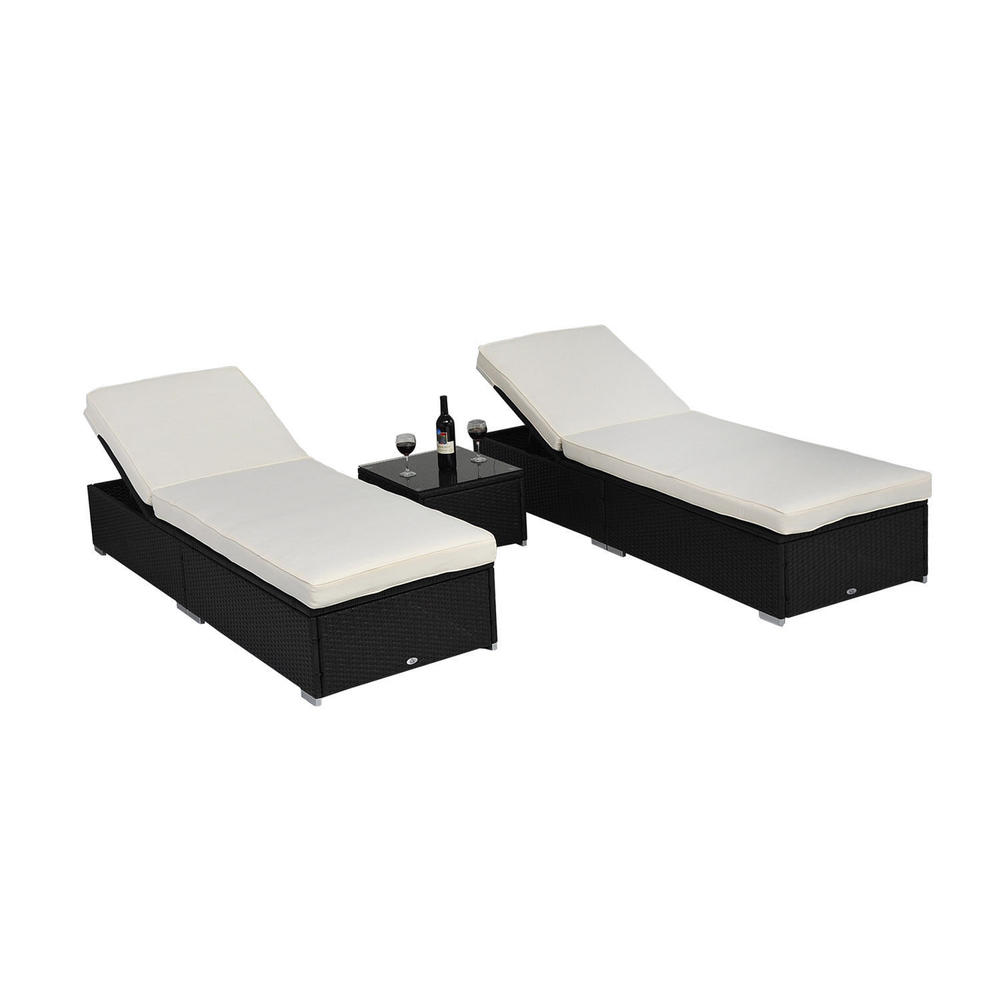 ConvenienceBoutique Outdoor Patio Loungers with Side Table - 3 Pcs