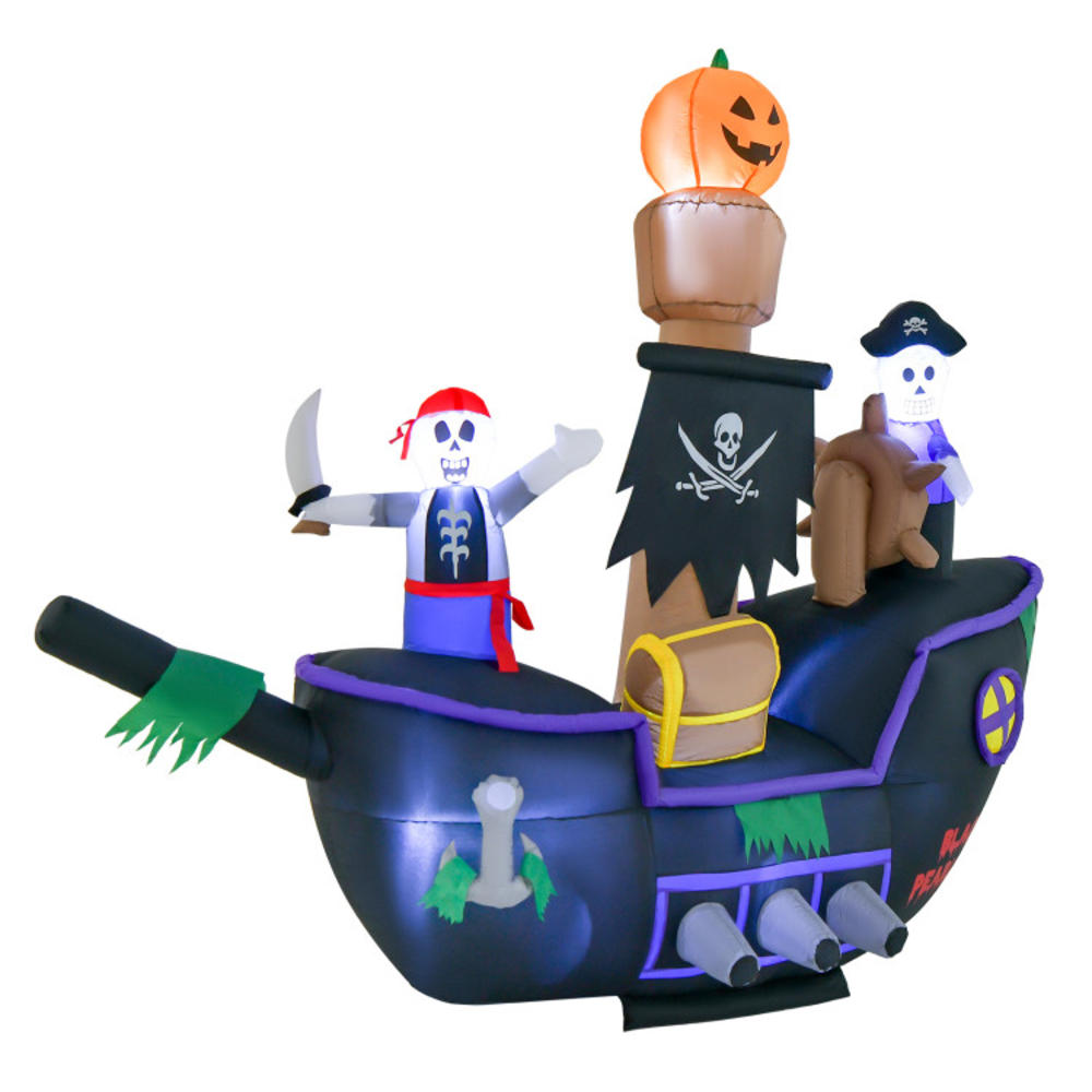 ConvenienceBoutique 7' Halloween Inflatable Pirate Ship With Lights
