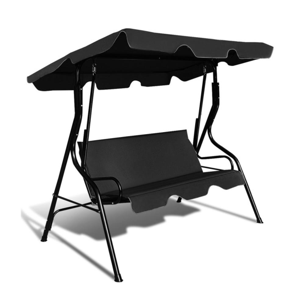 ConvenienceBoutique Outdoor Swing 3 Person with Top Canopy - Black