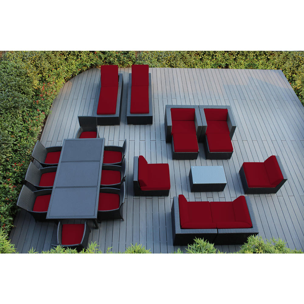Ohana Combo Value Set: 20pc Seating  Dining and Chaise Set with Free Cover - Red