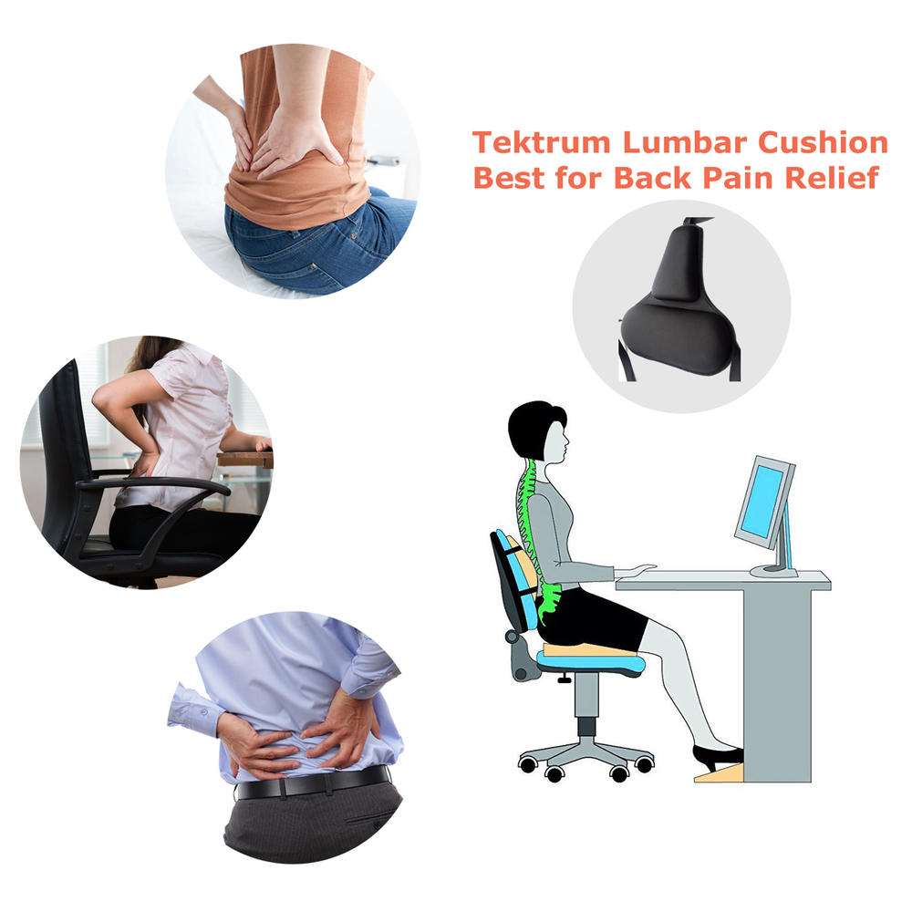 Tektrum Orthopedic Firm Gel Foam Back Support Lumbar Cushion for Home/Office Chair, Car - Best for Back Pain, Sciatica (1507)