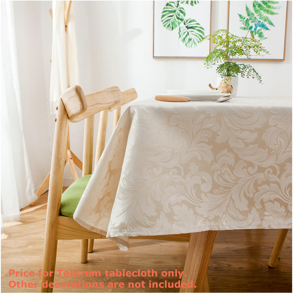 Tektrum 70 X 70 inch Square Damask Jacquard Tablecloth Table Cover - Waterproof/Spill Proof/Stain Resistant (Beige)