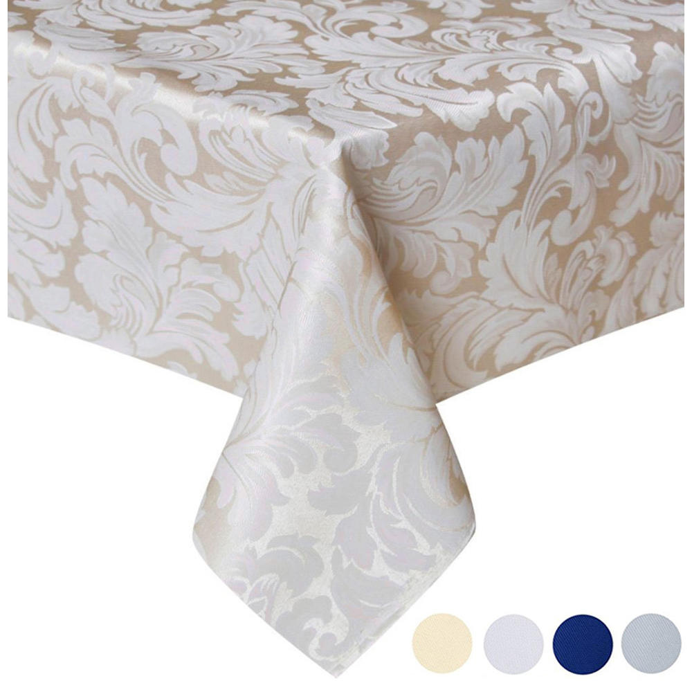 Tektrum 70 X 70 inch Square Damask Jacquard Tablecloth Table Cover - Waterproof/Spill Proof/Stain Resistant (Beige)