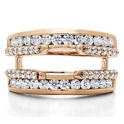 TwoBirch 1.01 Ct. Combination Cathedral and Classic Ring Guard With Cubic Zirconia Mounted in Rose Plated Sterling Silver
