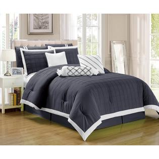 Legacy Decor 9 Pc Pleated Microfiber Comforter Set Dark Grey And