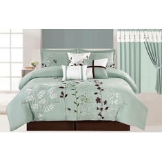 Chocolate Brown And Blue Full Comforter Set