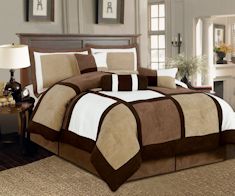 Legacy Decor 7 Piece Brown White Beige Micro Suede Patchwork