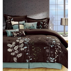 Legacy Decor 7 Pcs Floral Embroidered Microfiber Comforter Set