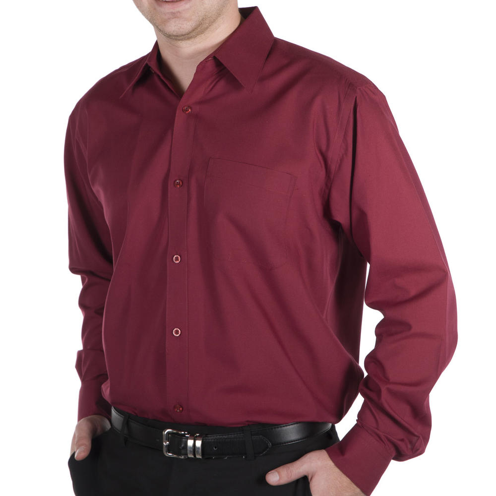 Daniel Ellissa Mens Burgundy Poly Cotton Dress Button Up Shirt