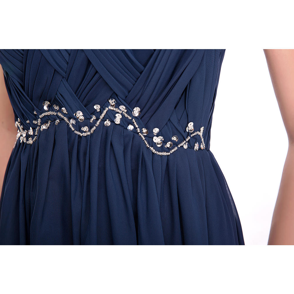 Red Maxi Chiffon Formal Prom Evening Dress with V Neck SA80881