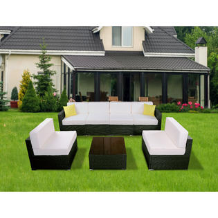 Mcombo 6082 7pc Cw 6082 7pc Bigger Size Outdoor Furniture Luxury Patio Thick 6 Cushions Wicker Rattan Sofa Chair Sectional Furniture Outdoor