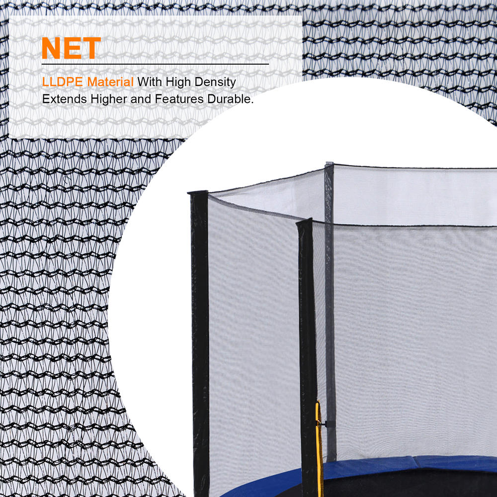 Exacme 10 FT Trampoline Replacement Outer Enclosure Net With Poles Tseries