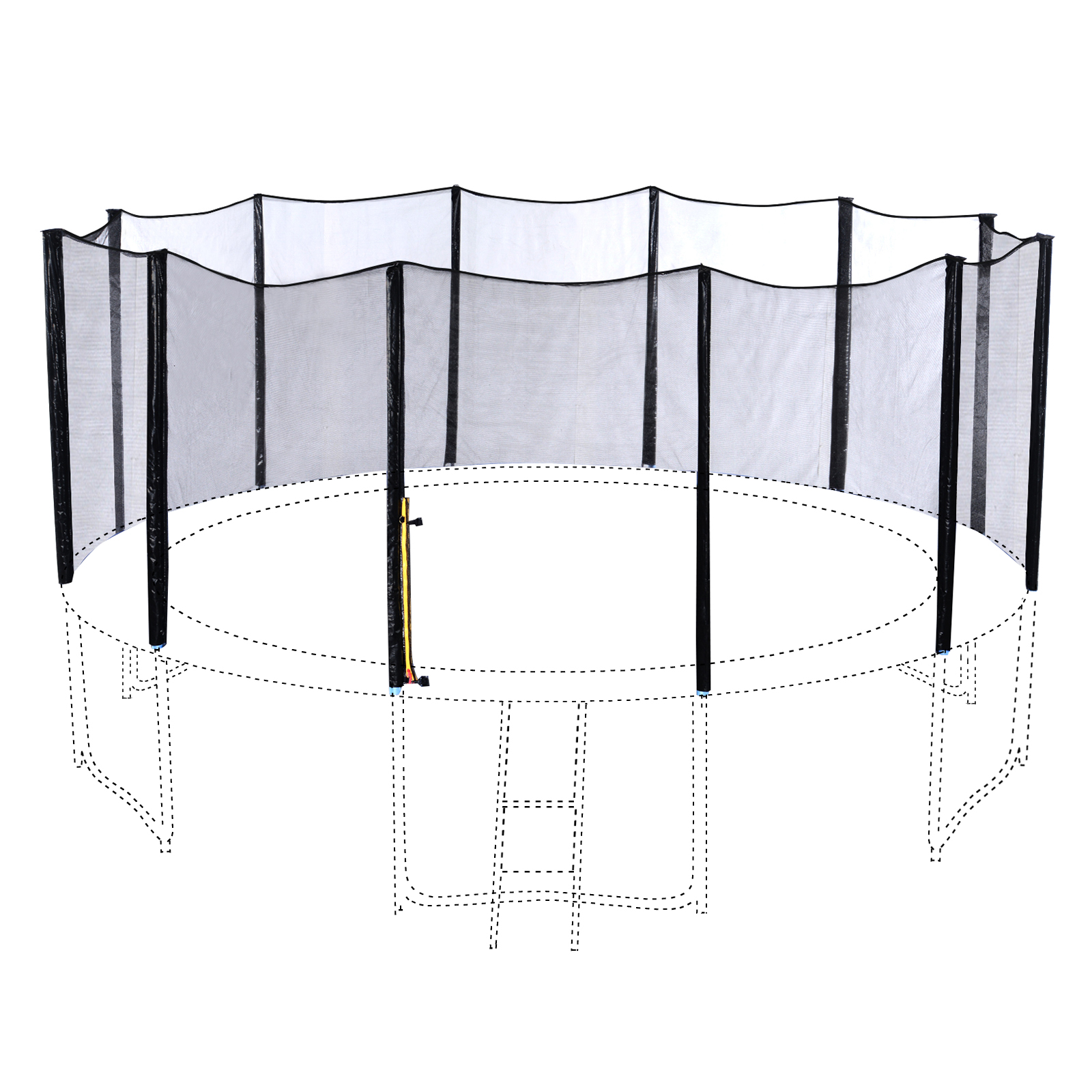 Exacme 16 FT Trampoline Replacement Outer Enclosure Net With Poles T