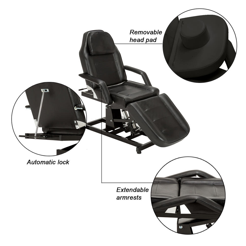 BarberPub Electric Salon SPA Massage Bed Tattoo Chair Facial Adjustable Table Beauty Equipment 0100  Black