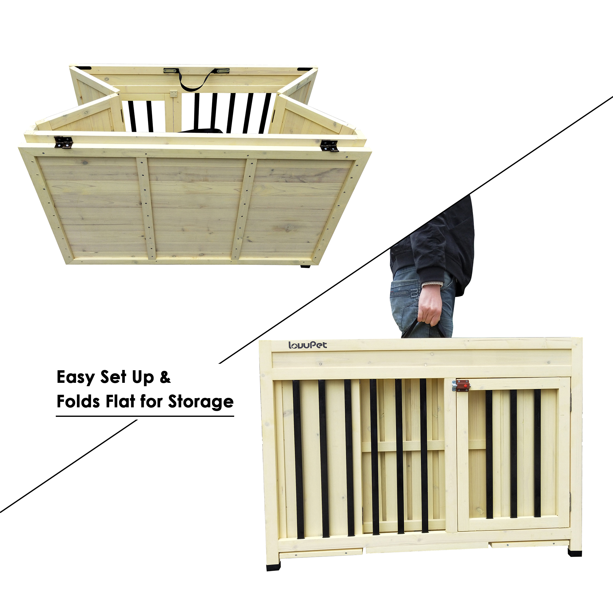 Foldable wooden dog crate Clearance