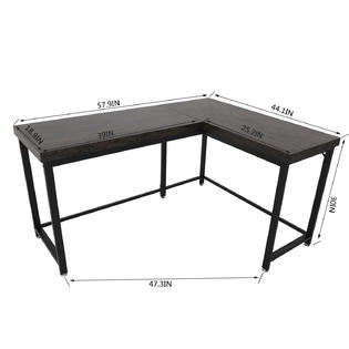 Mcombo Modern Reversible L Shaped Computer Desk Mid Century Corner Gaming Desk Sturdy Office Writing Desk For Small Space Home Office