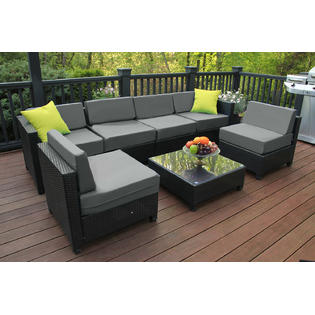 Mcombo 7 Pc Deluxe Outdoor Wicker Sofa Patio Rattan Aluminum Frame Furniture Sectional Sofa Set 6080 1007