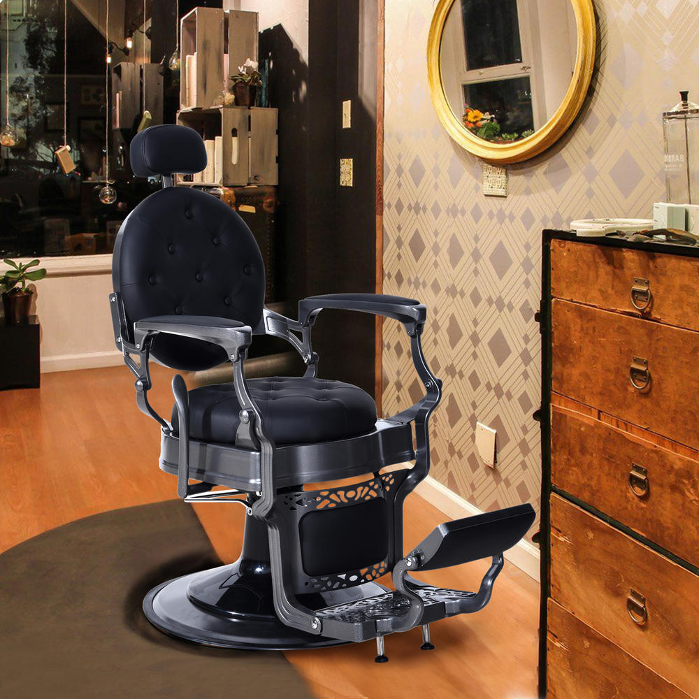 BarberPub Heavy Duty Metal Vintage Barber Chair  All Purpose Hydraulic Recline Salon Beauty Spa Chair Styling Equipment 3849EY