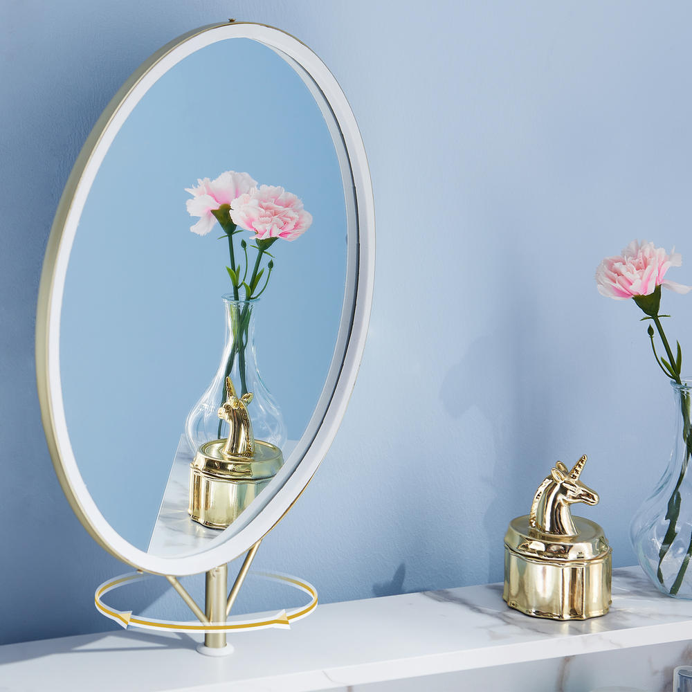 ivinta Makeup Vanity with Mirror, Small Vanity Desk for Bedroom, Bathroom, Dressing Room, White Wooden Vanity Table
