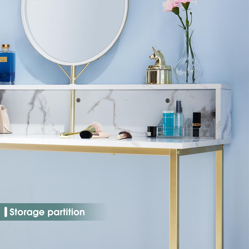 ivinta Makeup Vanity with Mirror, Small Vanity Desk for Bedroom, Bathroom, Dressing Room, White Wooden Vanity Table