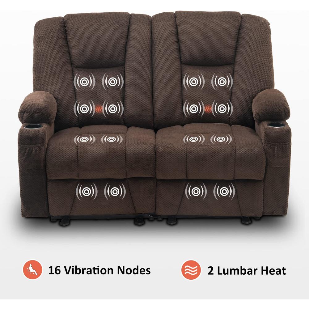 Mcombo Fabric Power Loveseat Recliner, Electric Reclining Loveseat Sofa ...