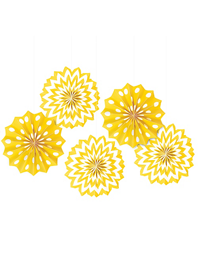 Bigbolo Sunshine Yellow Polka Dot Chevron Mini Paper Fan