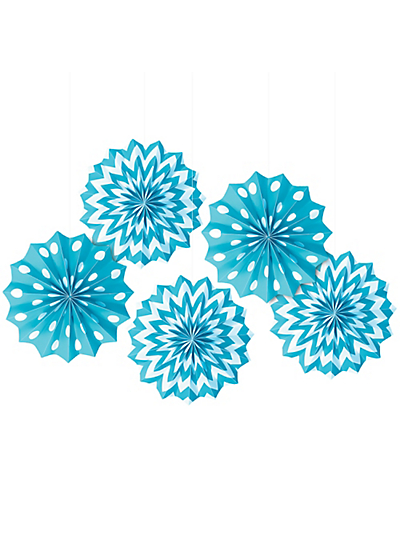 Bigbolo Caribbean Blue Polka Dot Chevron Mini Paper Fan