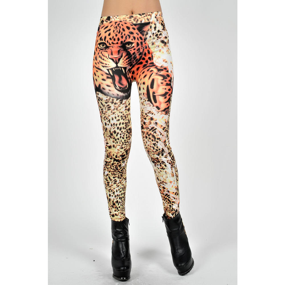 Cali Chic Junior's Leggings Tiger Animal Print Ankle Stretchy Soft Pants Tights One Size HOT Item!