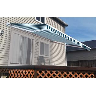 Umbrellas Shade Awnings Aleko Aw13x10bwstr03 Retractable Patio Awning 13 X 10 Feet Blue And White Striped Horeto Com