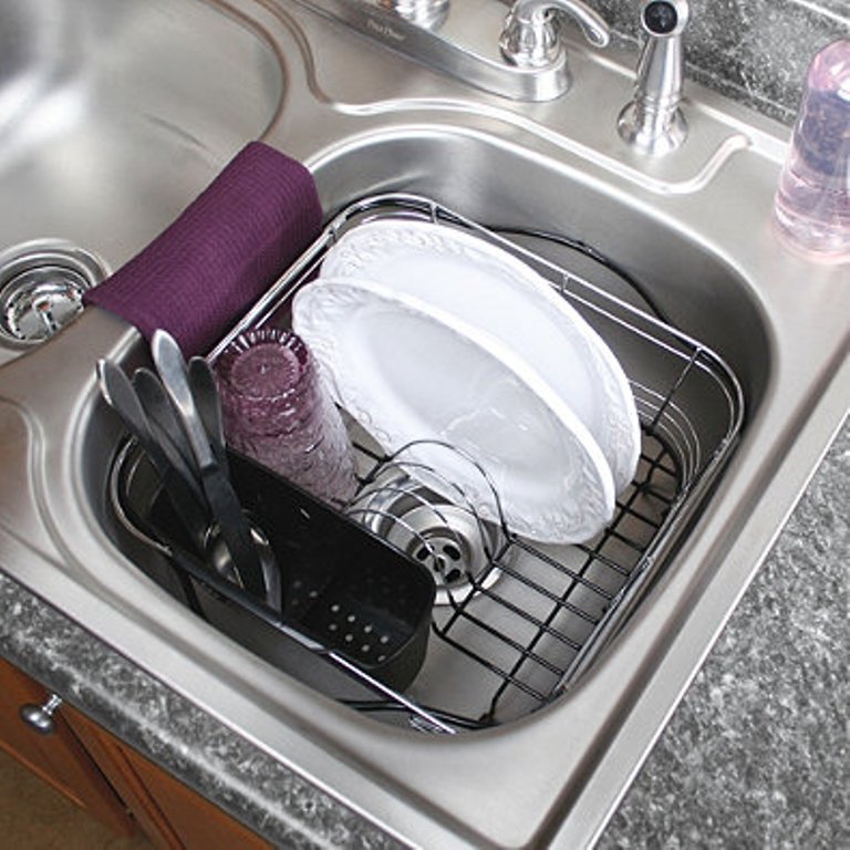 Dish-drying rack in kitchen sink