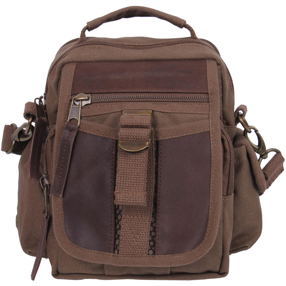 Rothco Brown Canvas & Leather Travel Shoulder Bag