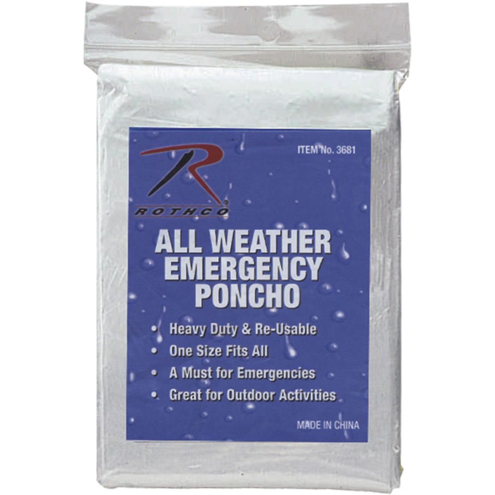 Rothco Clear Emergency Reusable All Weather Rain Poncho With Hood (20 Pack)