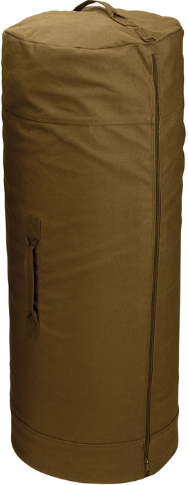 Rothco Coyote Brown Side Zipper Canvas Military Duffle Bag 25" x 42" 
