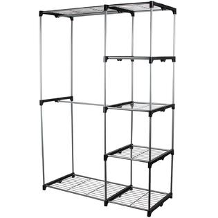 H B Luxuries Double Rod Portable Clothes Storage Rack Freestanding