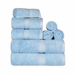 Blue Nile Mills 8 Piece Egyptian Cotton Pile Solid Towel Set - 2 Pack Bath Towels For Bathrooms - 2 Pack Hand Towels - 4 Pack Washcloth