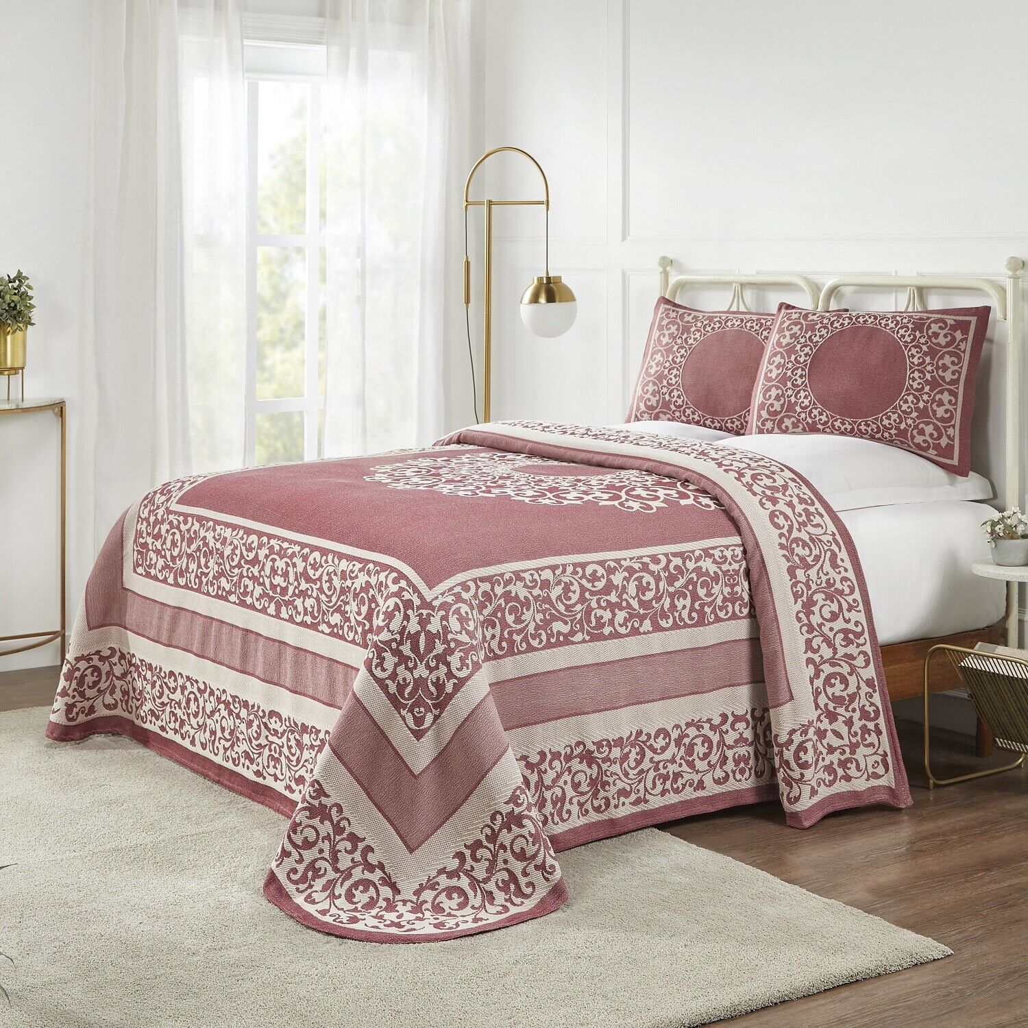 Blue Nile Mills Lyron Mandala Jacquard Lighweight Oversized Boho Bedspread & Pillow Sham Coverlet Set