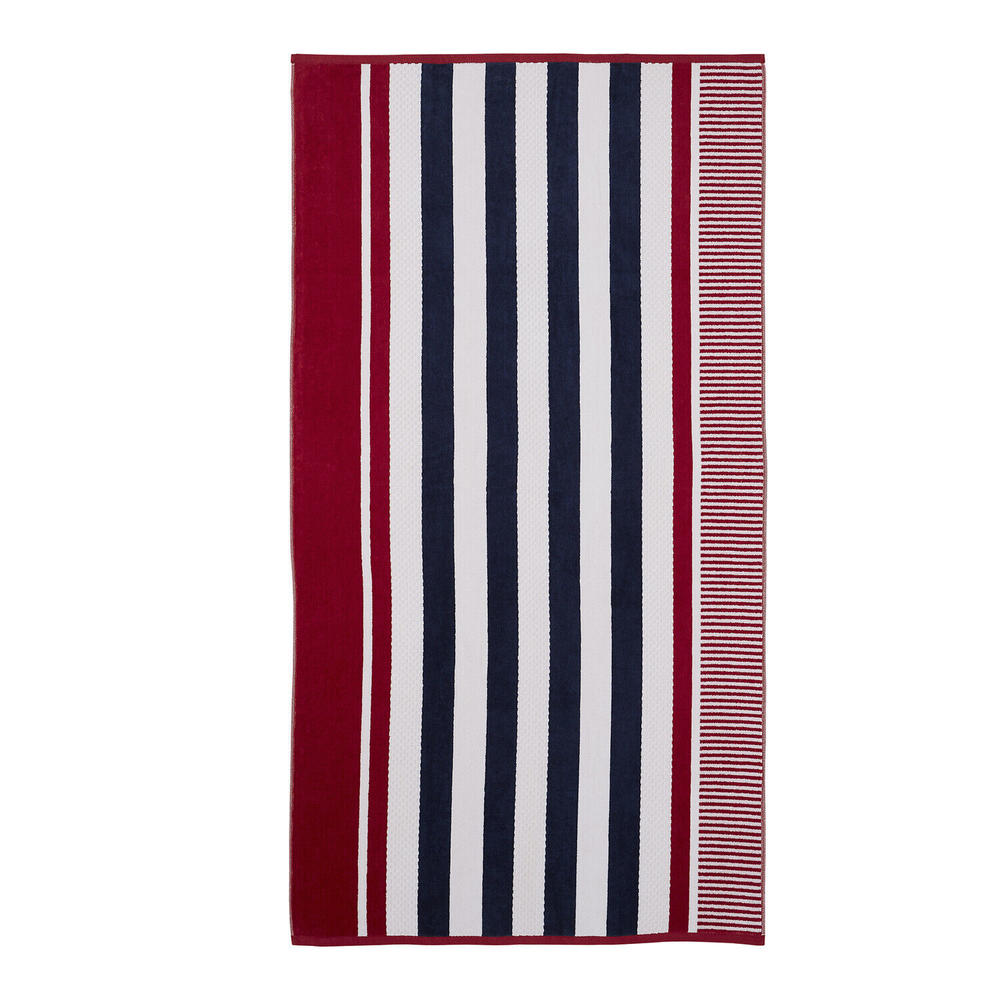 Blue Nile Mills 2 Piece Striped Cotton Oversized Ultra Soft & Absorbent Summer Beach Towel Set