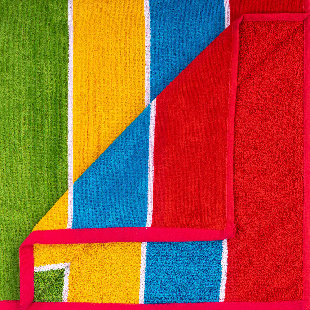 Blue Nile Mills Egyptian Cotton Rainbow Striped Lightweight Quick Drying 2 Piece Beach Towel Set