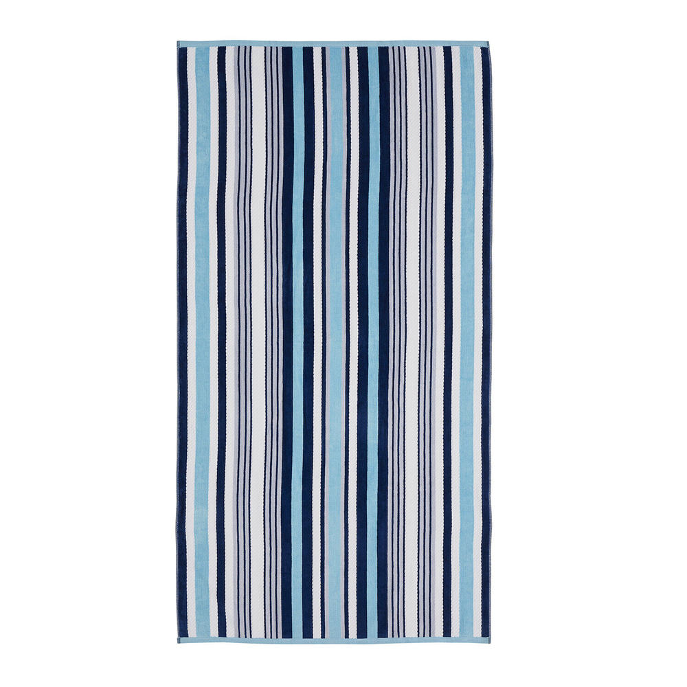 Blue Nile Mills 2 Piece Rope Textured Striped Cotton Ultra Soft & Absorbent Pool Beach Towel Set