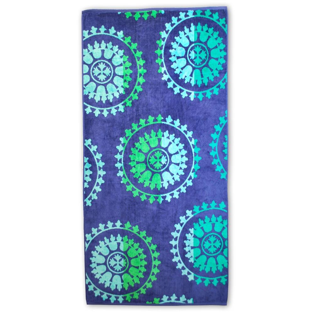 Blue Nile Mills Long Staple Cotton Spinning Wheels Nautical Novelty Quick Drying Absorbent Oversized Lightweight Beach Towel Blue 34 in x 64 in