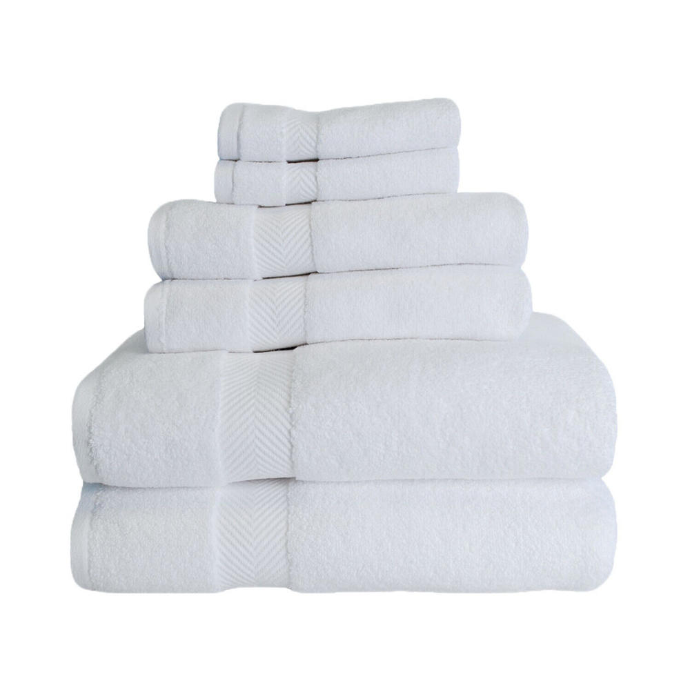Blue Nile Mills 6 Piece Luxury Zero Twist Cotton Solid Towel Set Extra Soft Highly Absorbent Quick Drying Washcloth Hand Bathroom Bath Towels