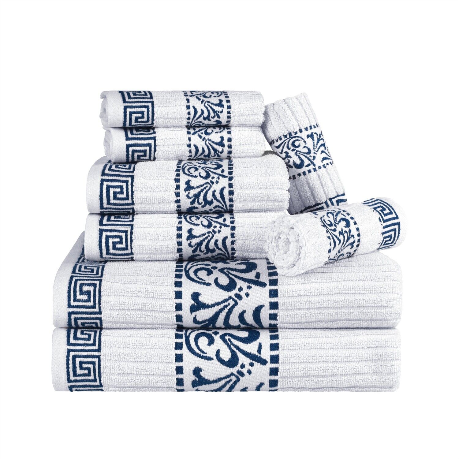 Blue Nile Mills 8 Piece Cotton Towel Set - 2 Pack Bath Towels For Bathrooms  - 2 Pack