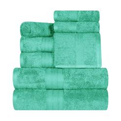 Blue Nile Mills 8 Piece Long Staple Combed Cotton Solid Towel Set - 4 Pack Washcloth / Face Cloth - 2 Pack Hand Towels- 2 Pack Bath Towels