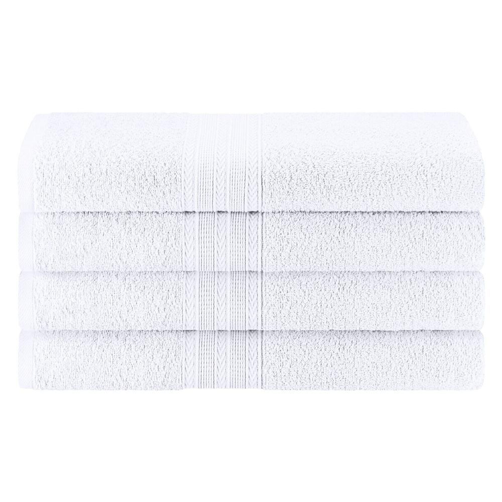Blue Nile Mills 4 Piece Cotton Solid Eco-Friendly Bath Towel Set Bathroom Towels Ultra Soft Quick Drying Super Absorbent Bath Towels 27" x 54"