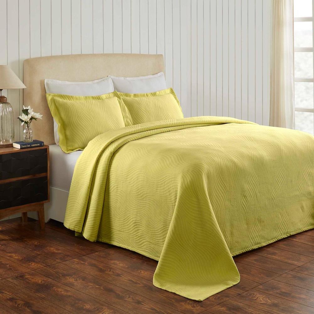Blue Nile Mills Cascade Cotton Jacquard Matelasse Textured Bedspread & Pillow Sham Bedding Set
