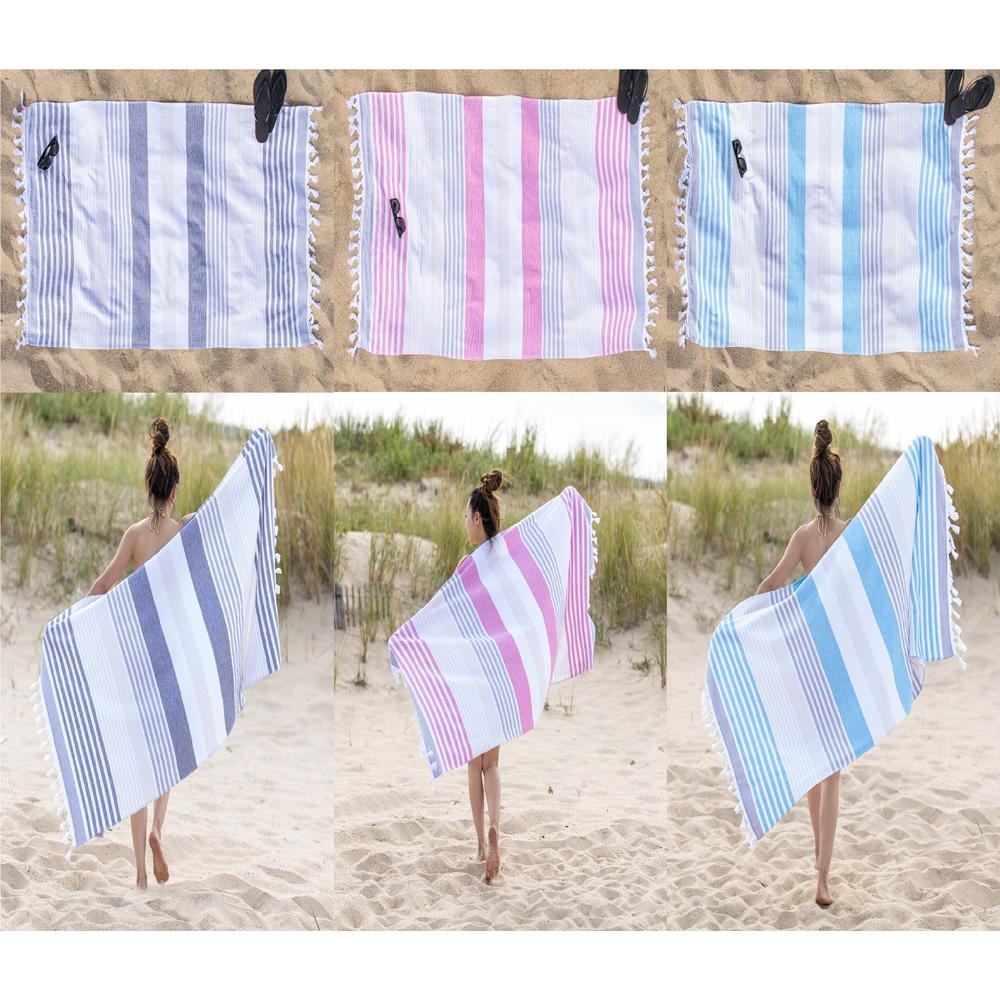 Blue Nile Mills 100% Cotton Fouta Beach Towel Meera Stripes