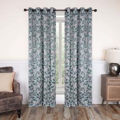 Blue Nile Mills Leaves Floral Thermal Insulated Room Darkening Grommet Blackout Curtain Panel Set 52x63" 52x84" 52x96" 52x108"