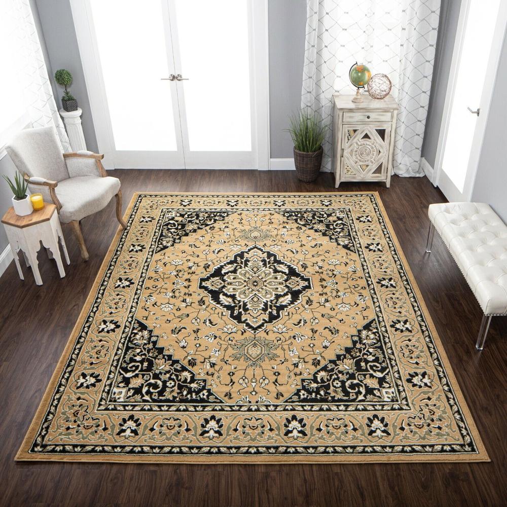 Blue Nile Mills Glendale Traditional Medallion Floral Rugs Naturally Stain Resistant Area Rug