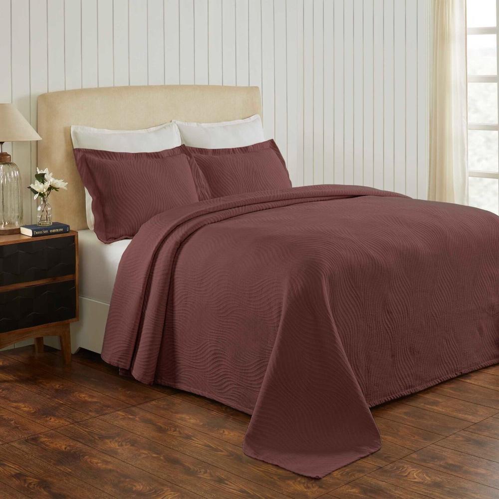 Blue Nile Mills Cascade Cotton Jacquard Matelasse Textured Bedspread & Pillow Sham Bedding Set